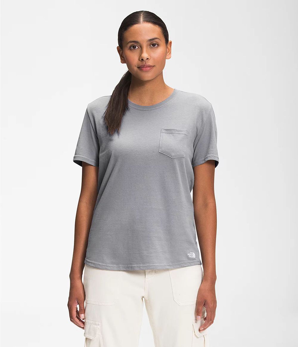 The North Face Kurzer Ärmel Woodmont Pocket T-Shirts Damen - Grau CH-619GUCJ